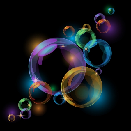 Black abstract background with transparent bubbles  Vectorのイラスト素材