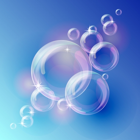 Blue abstract background with transparent bubbles  のイラスト素材