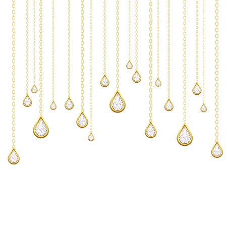Card with golden drops with brilliants on a white background のイラスト素材