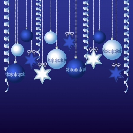 Blue card with christmas balls, illustrationのイラスト素材