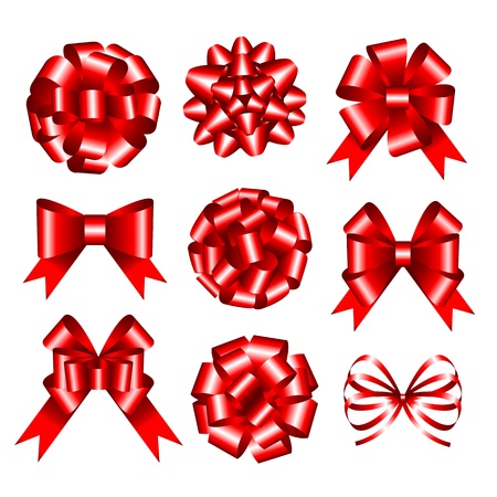 Set of red gift bows illustration のイラスト素材