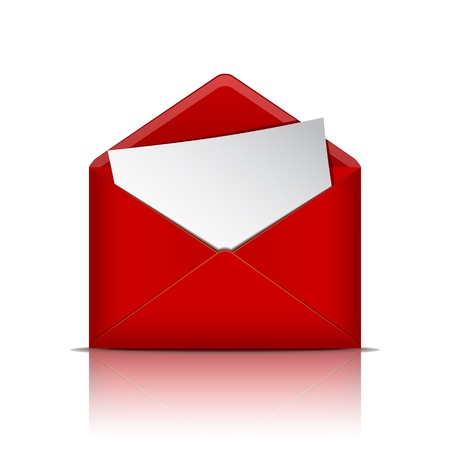 Red open envelope with paper  Vector illustrationのイラスト素材
