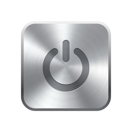 Realistic metal button with circular processing  Vector illustration