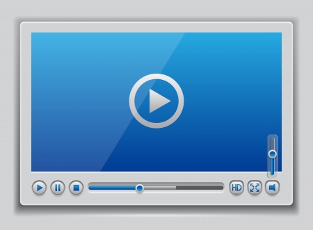 Blue glossy video player template, illustrationのイラスト素材