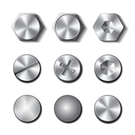 Set of screws and bolts on white background illustrationのイラスト素材