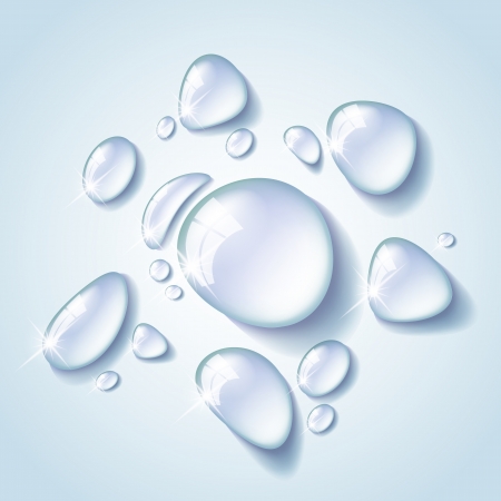 Transparent water drop on light blue background, vector illustrationのイラスト素材