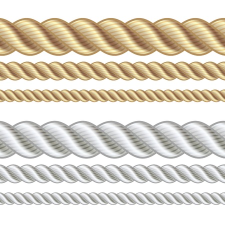 Set of different thickness ropes isolated on white, vector illustration.のイラスト素材