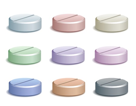 Set of color pill icons. Vector illustrationのイラスト素材