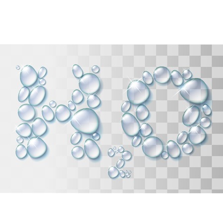 Transparent water drops H2O shape illustrationのイラスト素材