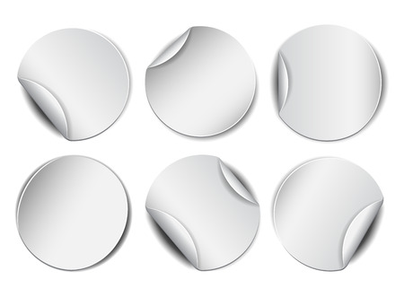 Set of white round promotional stickers.  Vector illustrationのイラスト素材
