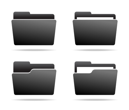Set of Dark grey Folder Icons. Vector illustration.のイラスト素材