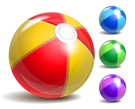 Colorful beach ball isolated on a white background. Symbol of summer fun at the pool or seaside.のイラスト素材