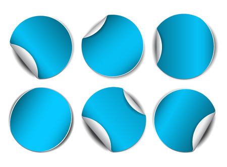 Set of blue round promotional stickers.のイラスト素材