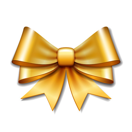 Golden vector gift bow on white background. Vector illustration Eps 10.