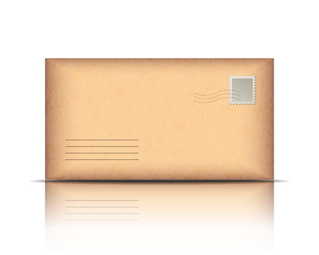 Old envelope, isolated on white background. Vector illustrationのイラスト素材