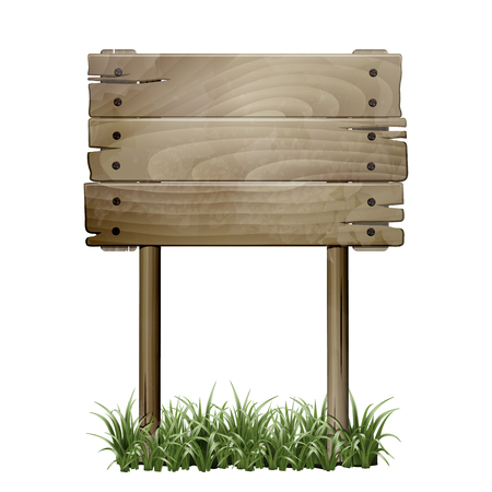 Old Wooden signboard in a grass.のイラスト素材
