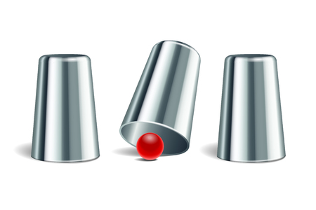 Shell game. Three thimbles and ball.のイラスト素材