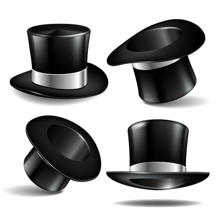 Set of black magician cylinder hats.のイラスト素材