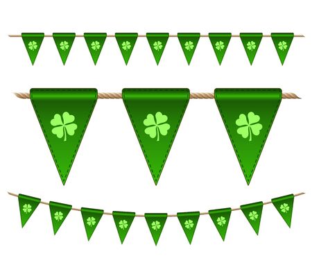 Green festive flags with cloversのイラスト素材