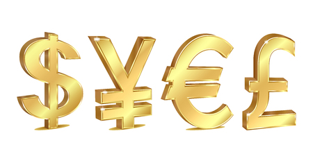 Set of golden currency signのイラスト素材