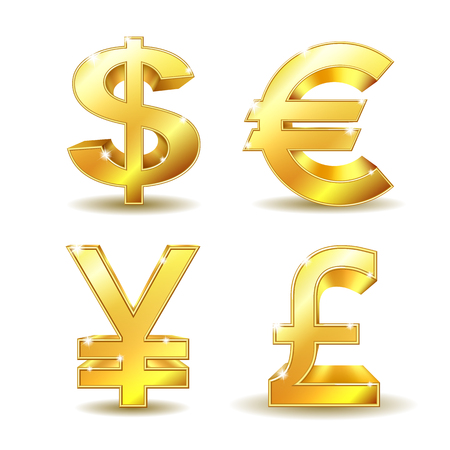 Set of golden currency signのイラスト素材