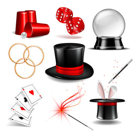 Magician symbol set vector illustrationのイラスト素材