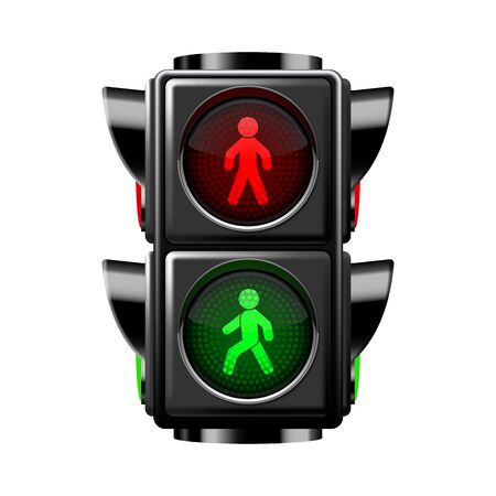 Pedestrian traffic lights red and green. Illustration isolated on white backgroundのイラスト素材