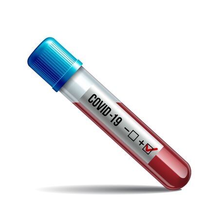 Test tube with blood sample for COVID-19, Coronavirus test.のイラスト素材