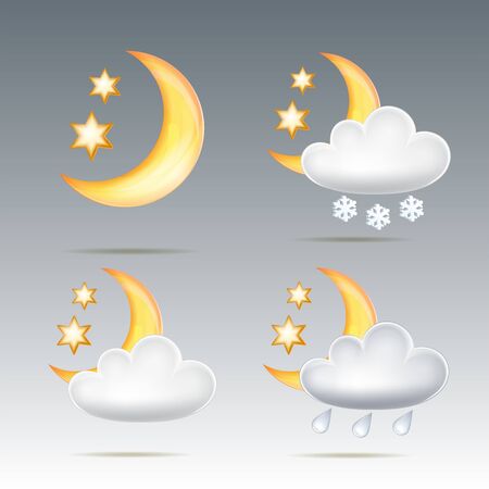 Semimonthly and stars behind cloud in night skyのイラスト素材