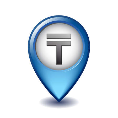 Kazakhstani tenge symbol on Mapping Marker icon.のイラスト素材