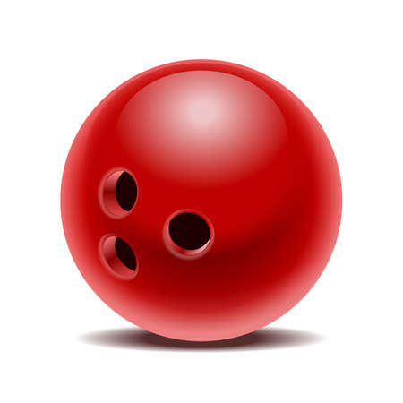Red glossy bowling ball isolated on white background.のイラスト素材
