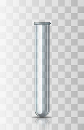 Empty transparent scientific or medical glassware - test tube. Vector illustrationのイラスト素材