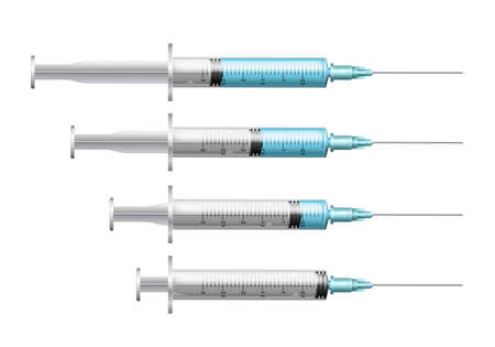 Set of Syringes with different volume blue liquid.のイラスト素材