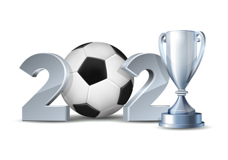 New Year numbers 2021 with soccer ball isolated on white background.のイラスト素材