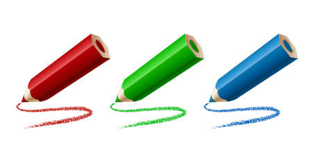 Set of different colored pencils isolated on white background.のイラスト素材