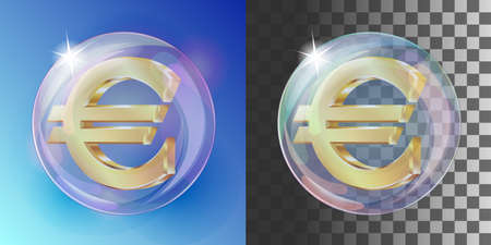 Euro EUR coin symbol in soap bubble.のイラスト素材