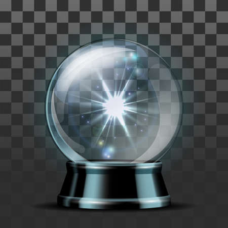 Shining crystal ball on a transparent background. Bright glowing crystal ball for fortune tellers.のイラスト素材