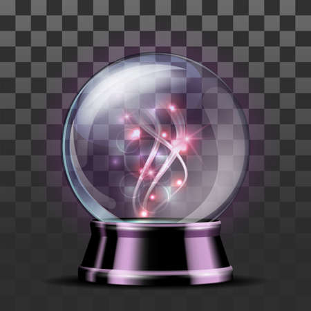 Shining crystal ball on a transparent background. Bright glowing crystal ball for fortune tellers.のイラスト素材