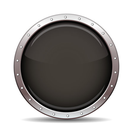 Vector black glossy metal shield. Vector illustrationのイラスト素材
