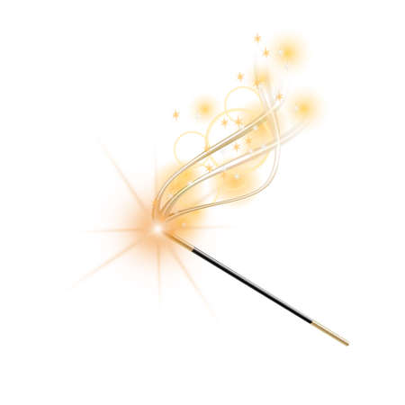 Magic wand with magical gold sparkle trailのイラスト素材