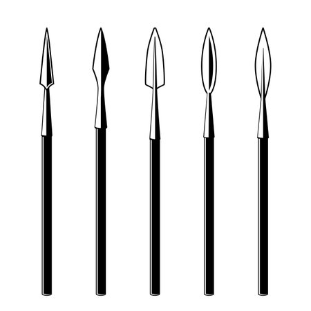 Set of simple monochrome images of spears.のイラスト素材