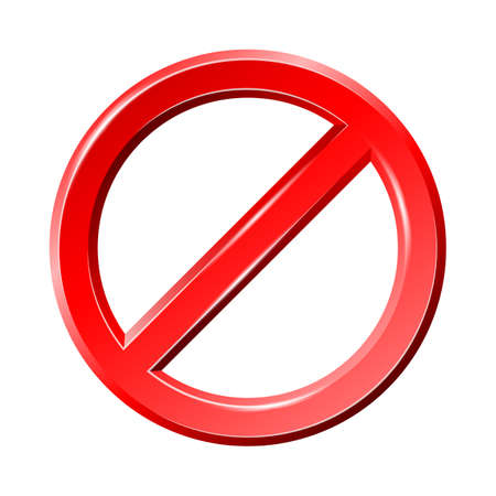 Red shiny realistic Ban sign or Stop sign and badge prohibition or forbiddenのイラスト素材