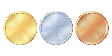 Set of gold, silver and bronze round empty medals.のイラスト素材