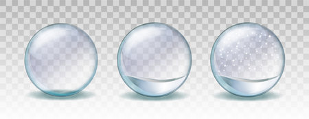 Snow globe or Christmas ball set on transparent background.のイラスト素材