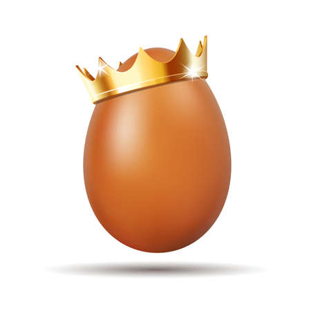 Realistic egg with golden crown for design flyer, corporate template, brochure.のイラスト素材