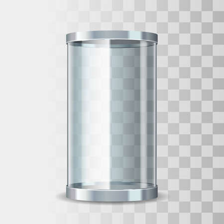 Empty glass showcase on transparent background. Mockup objectのイラスト素材