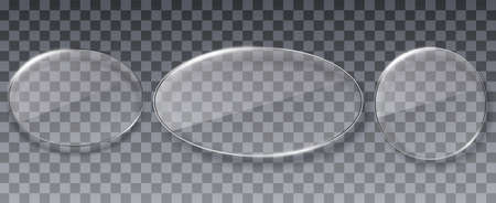 Transparent ovals. Glass plate mock up. Vector illustrationのイラスト素材
