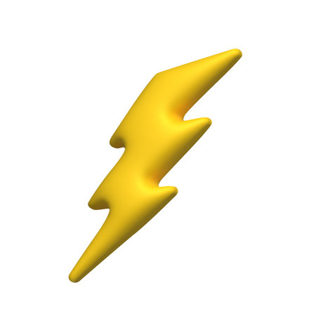 Lightning Sign Yellow Color. 3d vector icon. Cartoon minimal styleのイラスト素材
