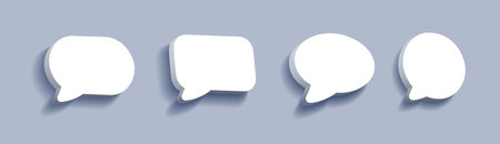 White blank speech bubbles set. Cloud bubbles speech different shapesのイラスト素材