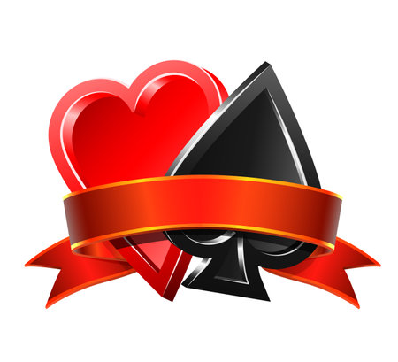 3d Suit of playing cards. Casino games, cards, web banner.のイラスト素材